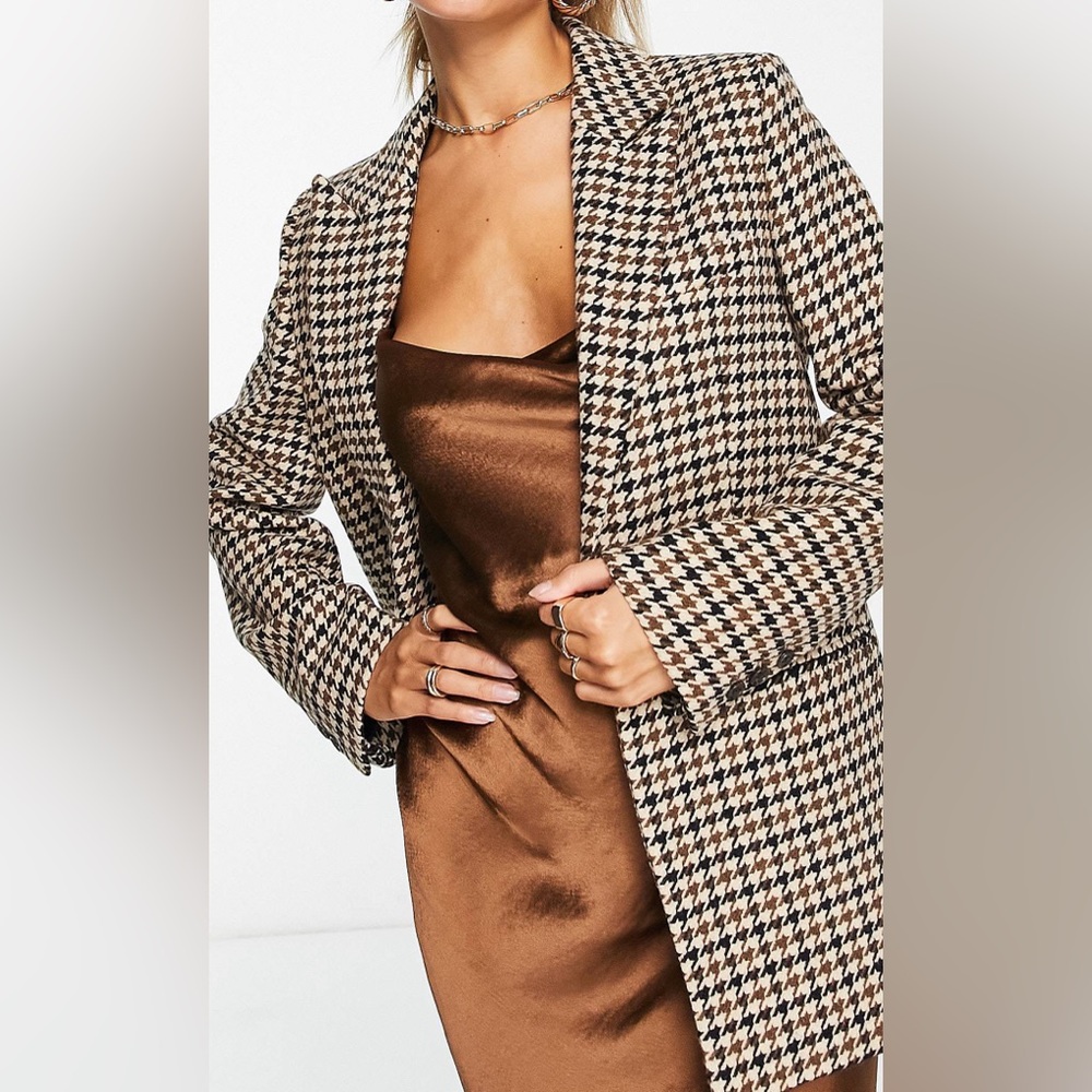 & other stories wool blazer in dogtooth